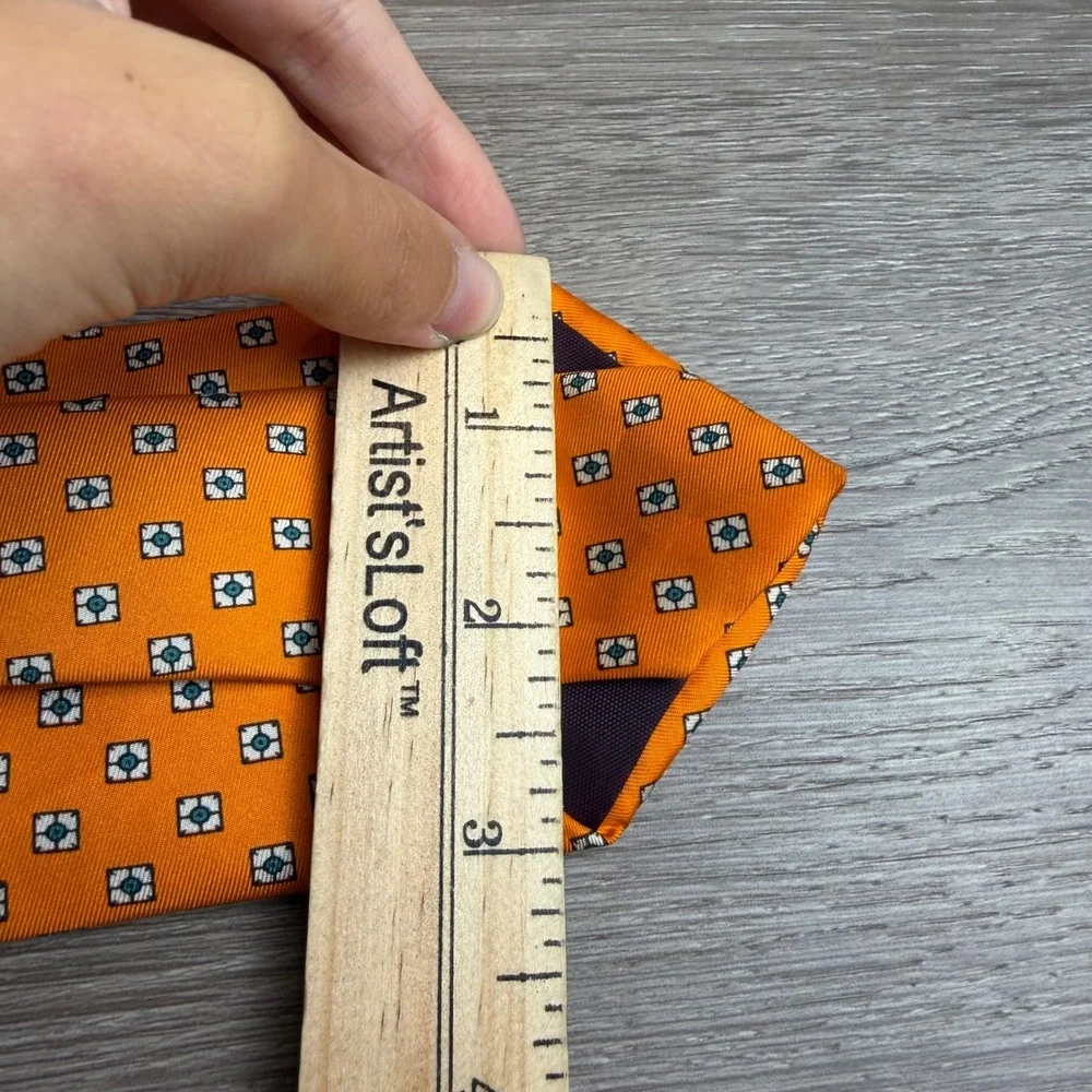 Chaps Ralph Lauren Mens Tie Silk Geometric Medallion Orange OS